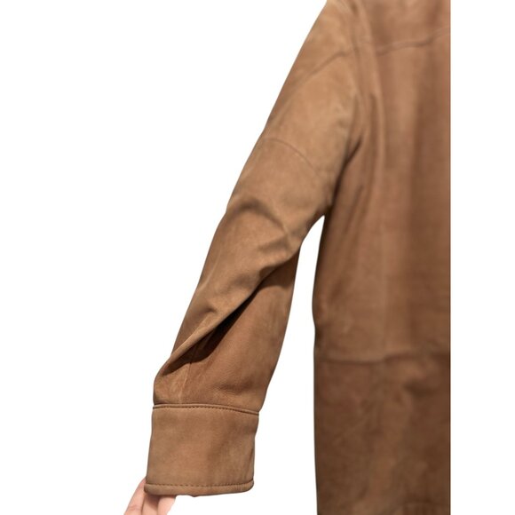 Roundtree Yorke Soft Suede Leather Barn Chore Coat Jacket Large Brown Western - Picture 13 of 16